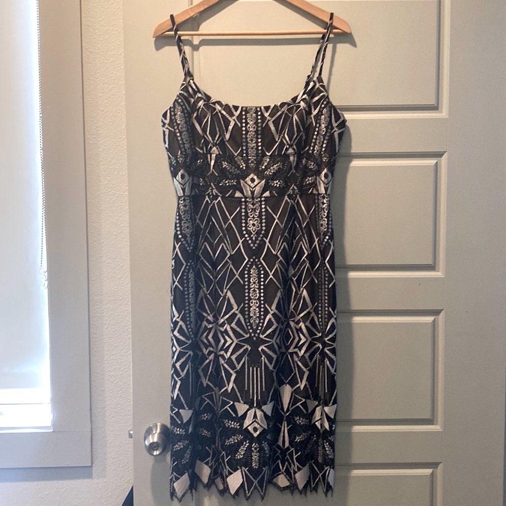 BCBGMAXAZRIA Women’s Black and Silver Dress